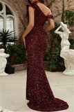 Sexy Formal Solid Sequins Backless Off the Shoulder Trumpet Mermaid Dresses