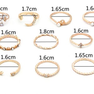 10 piece Moon Star Gold Ring Set